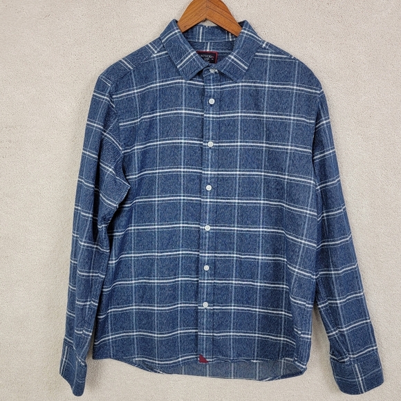 UNTUCKit Men's Blue Plaid Brignole Slim Fit Button Down Flannel Shirt Sz L - Picture 3 of 9